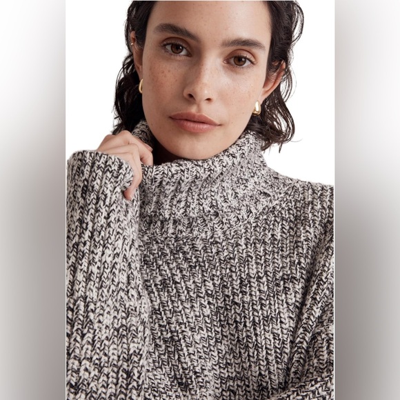 Madewell Marled Wide Rib Mockneck Sweater - Cookies & Cream NWT - Picture 4 of 7